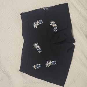 LOFT - Navy Pineapple Shorts - Size 00